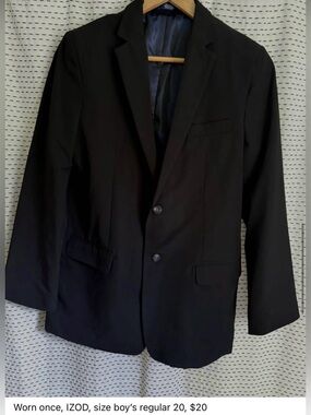 IZOD size Boy’s Regular 20 Black Blazer